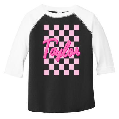 Retro T.AYLOR First Name Personalized Groovy Birthday Toddler Fine Jersey T-Shirt