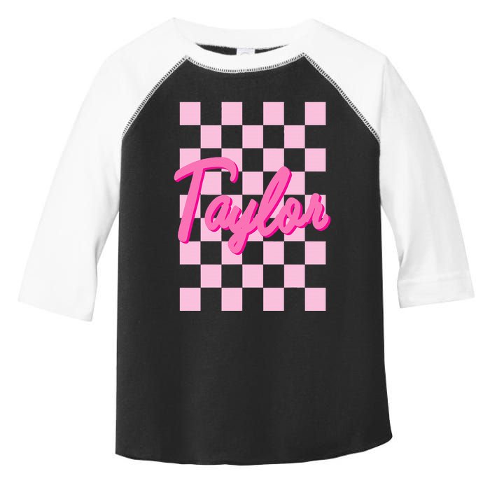 Retro T.AYLOR First Name Personalized Groovy Birthday Toddler Fine Jersey T-Shirt