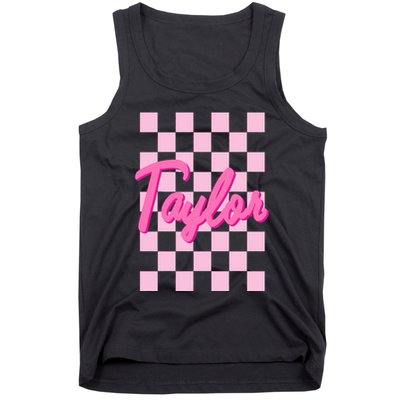 Retro T.AYLOR First Name Personalized Groovy Birthday Tank Top