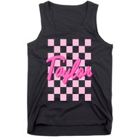 Retro T.AYLOR First Name Personalized Groovy Birthday Tank Top