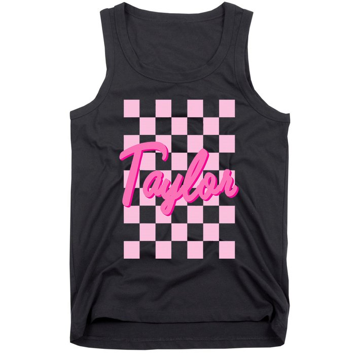 Retro T.AYLOR First Name Personalized Groovy Birthday Tank Top