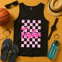 Retro T.AYLOR First Name Personalized Groovy Birthday Tank Top