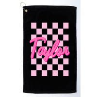 Retro T.AYLOR First Name Personalized Groovy Birthday Golf Towel