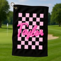 Retro T.AYLOR First Name Personalized Groovy Birthday Golf Towel