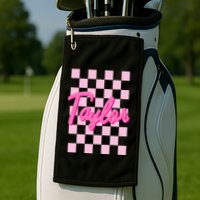Retro T.AYLOR First Name Personalized Groovy Birthday Golf Towel