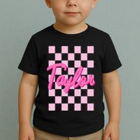 Retro T.AYLOR First Name Personalized Groovy Birthday Toddler T-Shirt