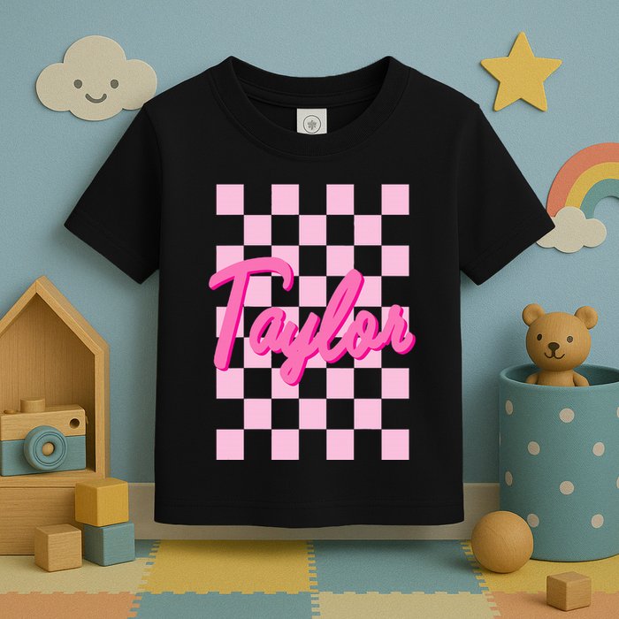 Retro T.AYLOR First Name Personalized Groovy Birthday Toddler T-Shirt