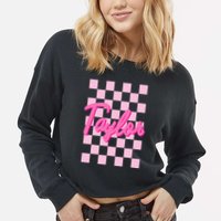 Retro T.AYLOR First Name Personalized Groovy Birthday Cropped Pullover Crew