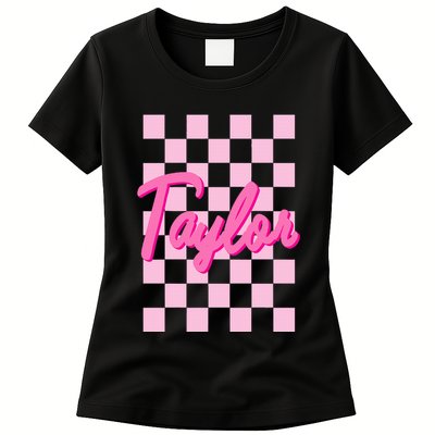 Retro T.AYLOR First Name Personalized Groovy Birthday Womens T-Shirt
