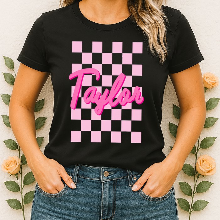 Retro T.AYLOR First Name Personalized Groovy Birthday Womens T-Shirt