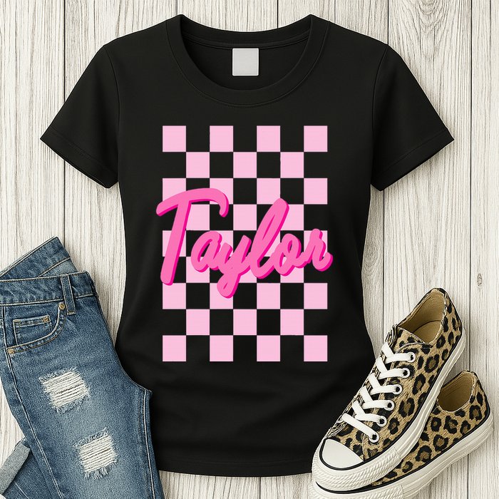 Retro T.AYLOR First Name Personalized Groovy Birthday Womens T-Shirt