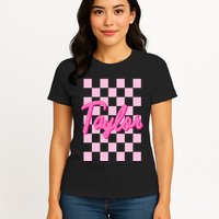 Retro T.AYLOR First Name Personalized Groovy Birthday Womens T-Shirt