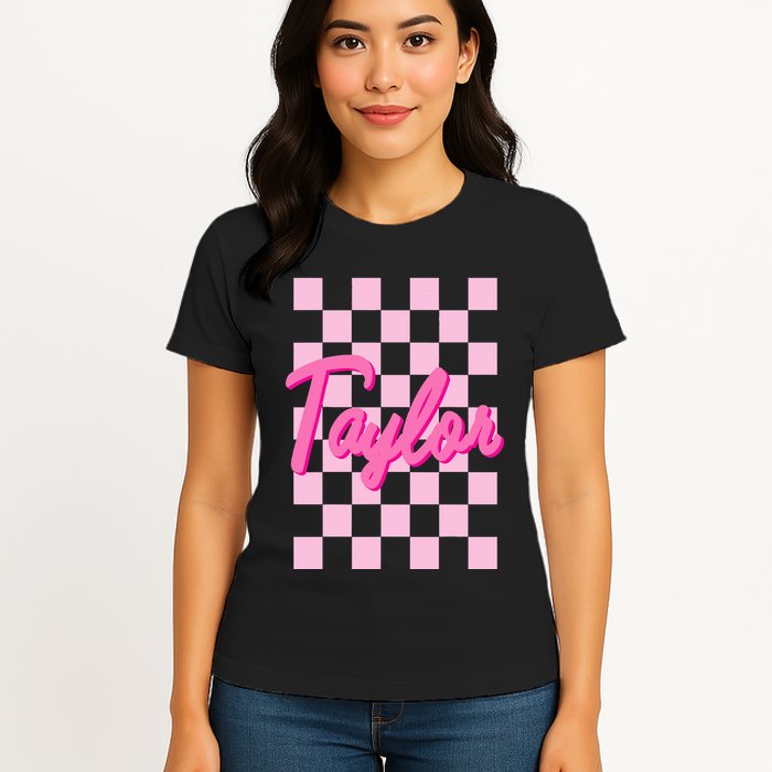 Retro T.AYLOR First Name Personalized Groovy Birthday Womens T-Shirt