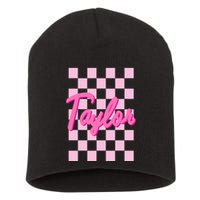 Retro T.AYLOR First Name Personalized Groovy Birthday Short Acrylic Beanie
