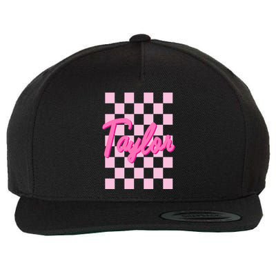 Retro T.AYLOR First Name Personalized Groovy Birthday Wool Snapback Cap