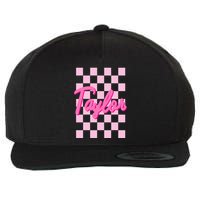 Retro T.AYLOR First Name Personalized Groovy Birthday Wool Snapback Cap