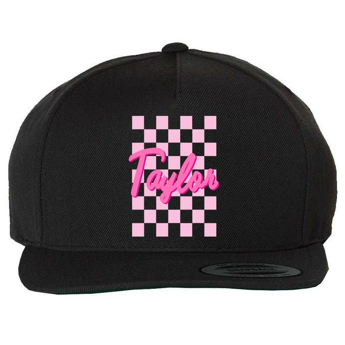 Retro T.AYLOR First Name Personalized Groovy Birthday Wool Snapback Cap