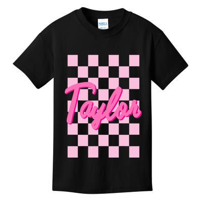Retro T.AYLOR First Name Personalized Groovy Birthday Kids T-Shirt