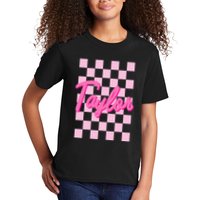Retro T.AYLOR First Name Personalized Groovy Birthday Kids T-Shirt