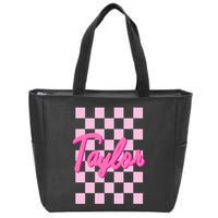 Retro T.AYLOR First Name Personalized Groovy Birthday Zip Tote Bag