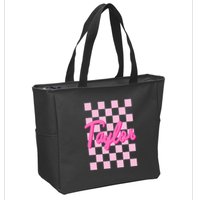 Retro T.AYLOR First Name Personalized Groovy Birthday Zip Tote Bag