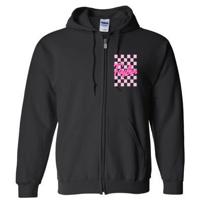 Retro T.AYLOR First Name Personalized Groovy Birthday Full Zip Hoodie