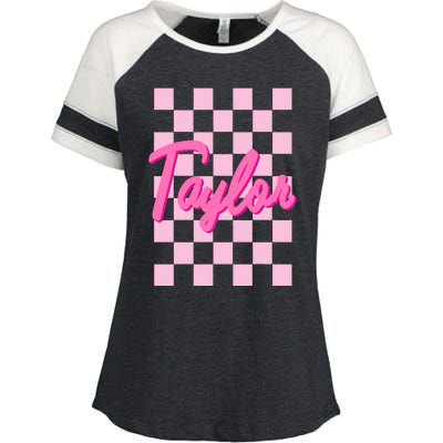 Retro T.AYLOR First Name Personalized Groovy Birthday Enza Ladies Jersey Colorblock Tee