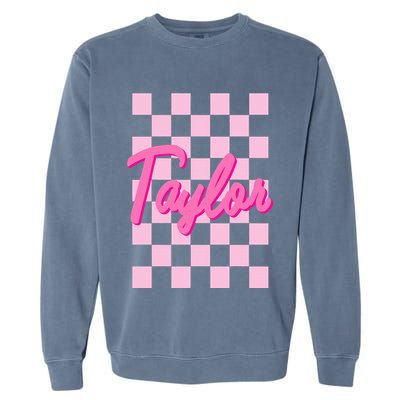 Retro T.AYLOR First Name Personalized Groovy Birthday Garment-Dyed Sweatshirt