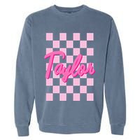 Retro T.AYLOR First Name Personalized Groovy Birthday Garment-Dyed Sweatshirt