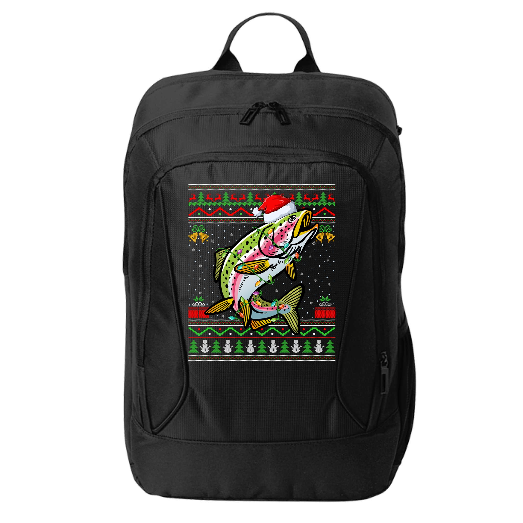 Rainbow Trout Fish Lover Santa Ugly Rainbow Trout Christmas Funny Gift City Backpack
