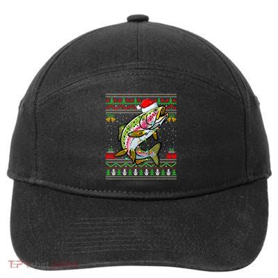 Rainbow Trout Fish Lover Santa Ugly Rainbow Trout Christmas Funny Gift 7-Panel Snapback Hat