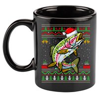 Rainbow Trout Fish Lover Santa Ugly Rainbow Trout Christmas Funny Gift 11oz C Handle Ceramic Mug