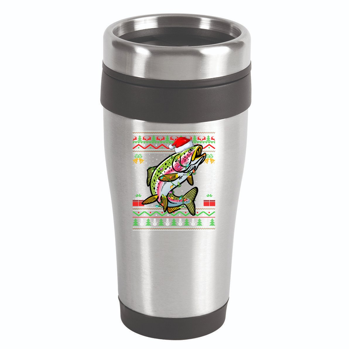 Rainbow Trout Fish Lover Santa Ugly Rainbow Trout Christmas Funny Gift 16oz Travel Tumbler
