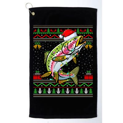 Rainbow Trout Fish Lover Santa Ugly Rainbow Trout Christmas Funny Gift Golf Towel