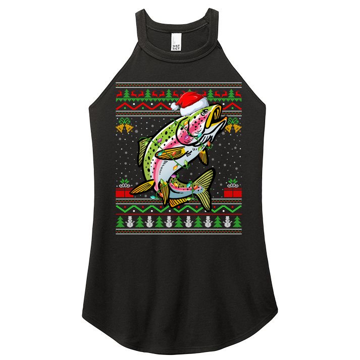 Rainbow Trout Fish Lover Santa Ugly Rainbow Trout Christmas Funny Gift Women's Perfect Tri Rocker Tank