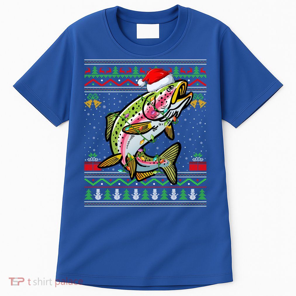 Rainbow Trout Fish Lover Santa Ugly Rainbow Trout Christmas Funny Gift Tall T-Shirt