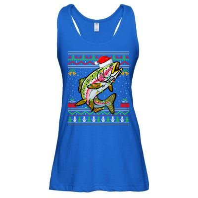 Rainbow Trout Fish Lover Santa Ugly Rainbow Trout Christmas Funny Gift Ladies Essential Flowy Tank