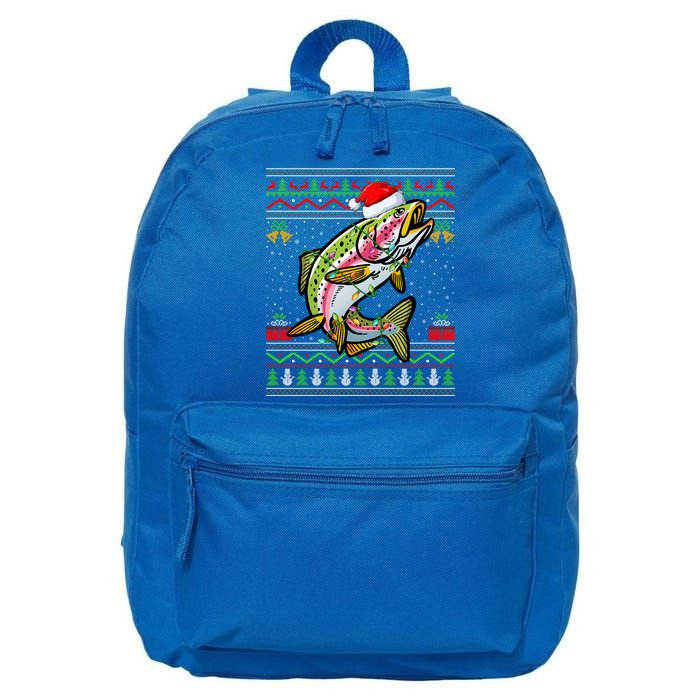 Rainbow Trout Fish Lover Santa Ugly Rainbow Trout Christmas Funny Gift 16 in Basic Backpack