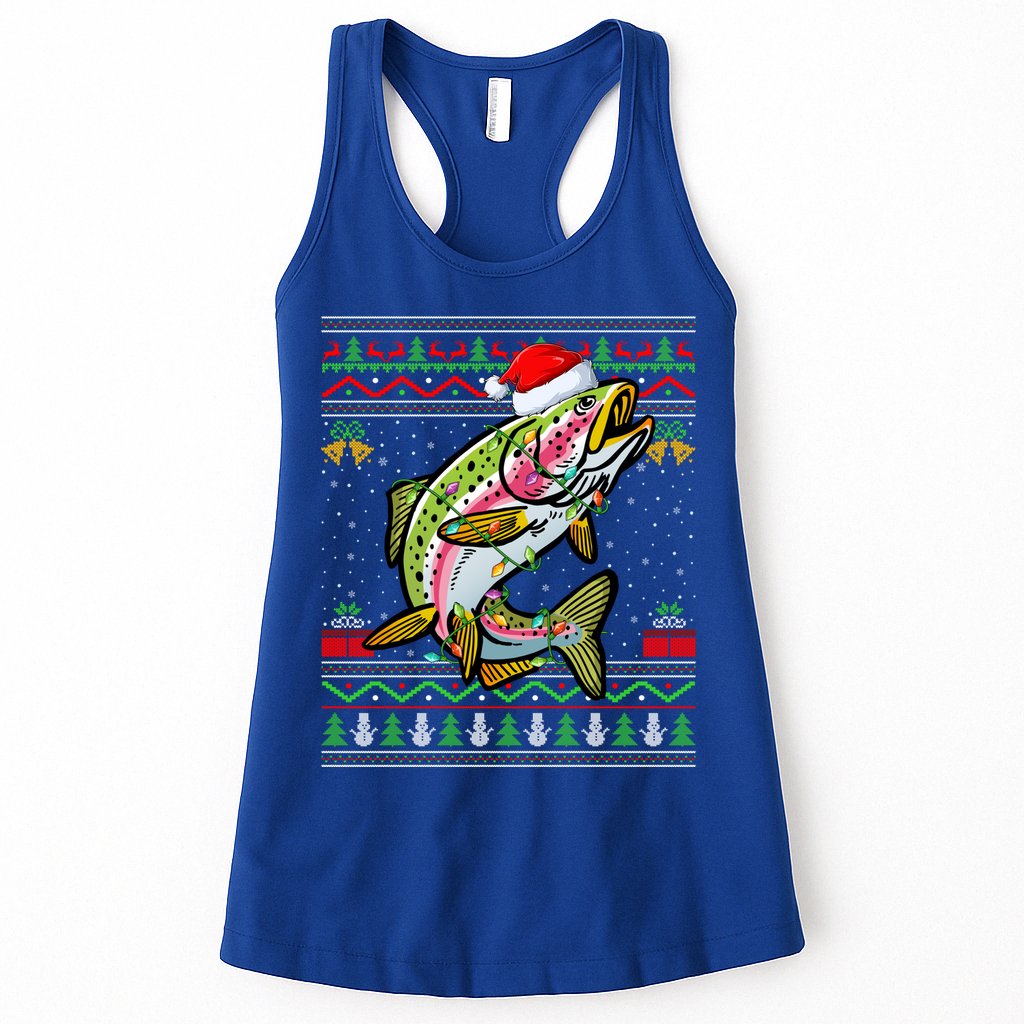Rainbow Trout Fish Lover Santa Ugly Rainbow Trout Christmas Funny Gift Womens Tank Top