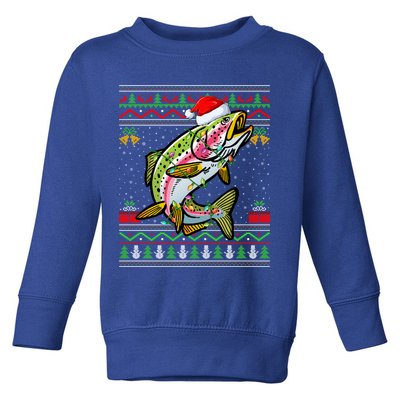 Rainbow Trout Fish Lover Santa Ugly Rainbow Trout Christmas Funny Gift Toddler Sweatshirt