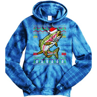 Rainbow Trout Fish Lover Santa Ugly Rainbow Trout Christmas Funny Gift Tie Dye Hoodie