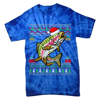 Rainbow Trout Fish Lover Santa Ugly Rainbow Trout Christmas Funny Gift Tie-Dye T-Shirt