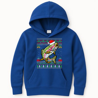 Rainbow Trout Fish Lover Santa Ugly Rainbow Trout Christmas Funny Gift Kids Hoodie