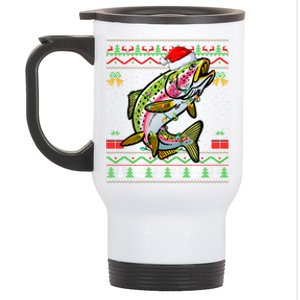 Rainbow Trout Fish Lover Santa Ugly Rainbow Trout Christmas Funny Gift Stainless Steel Travel Mug