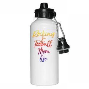 Rocking The Football Mom Life Gift Fun Sports Crewneck Aluminum Water Bottle