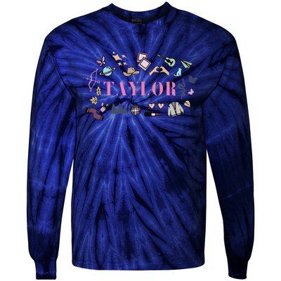 Retro Taylor First Name Personalized Groovy Birthday Tie-Dye Long Sleeve Shirt