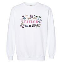 Retro Taylor First Name Personalized Groovy Birthday Garment-Dyed Sweatshirt