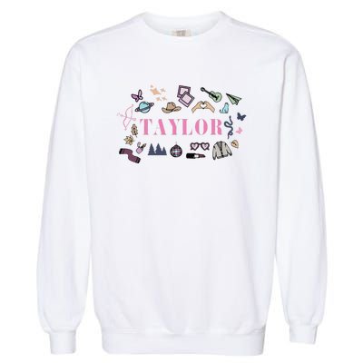 Retro Taylor First Name Personalized Groovy Birthday Garment-Dyed Sweatshirt