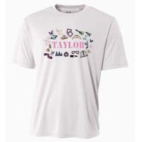 Retro Taylor First Name Personalized Groovy Birthday Cooling Performance Crew T-Shirt