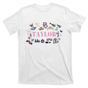 Retro Taylor First Name Personalized Groovy Birthday T-Shirt